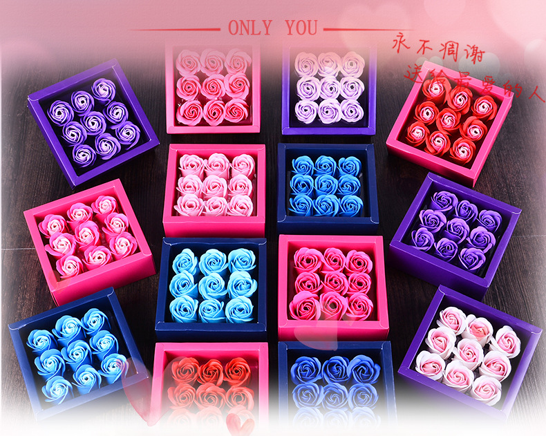 Fine simulation soap flower 9 without bottom support rose flower soap box small box of roses Fine simulation soap flower 9 without bottom support rose flower soap box small box of roses