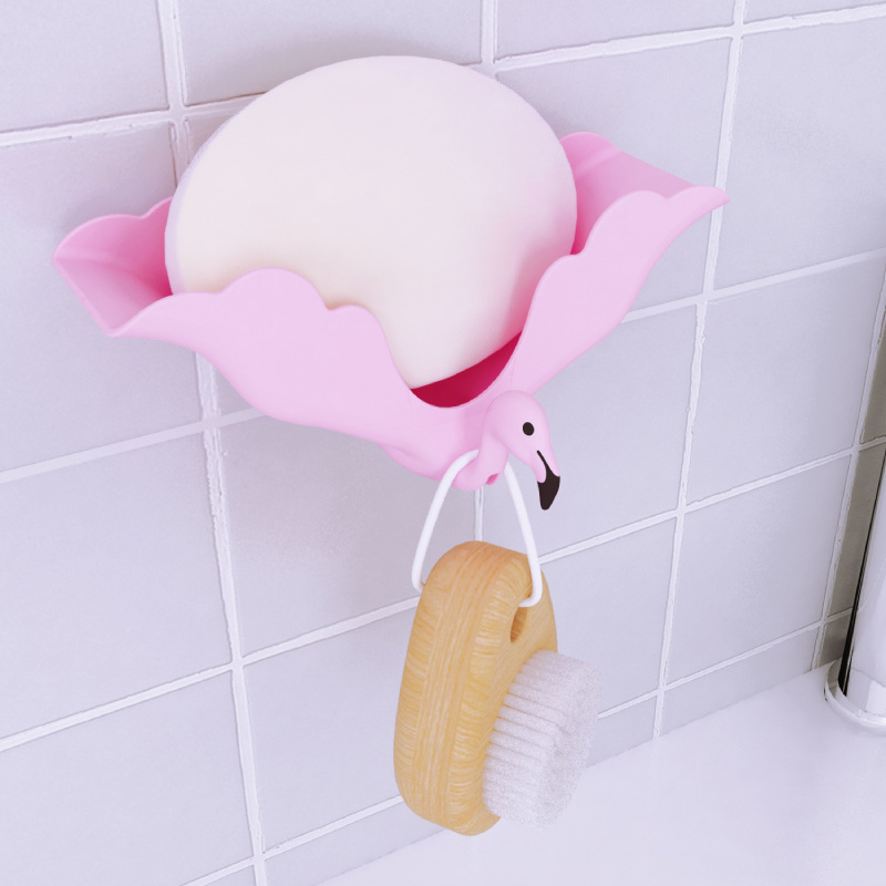 Internet Celebrity Soap Box New Strong Traceless Flamingo Soap Holder Bathroom Soap Box Wall-Mounted Soap Holder