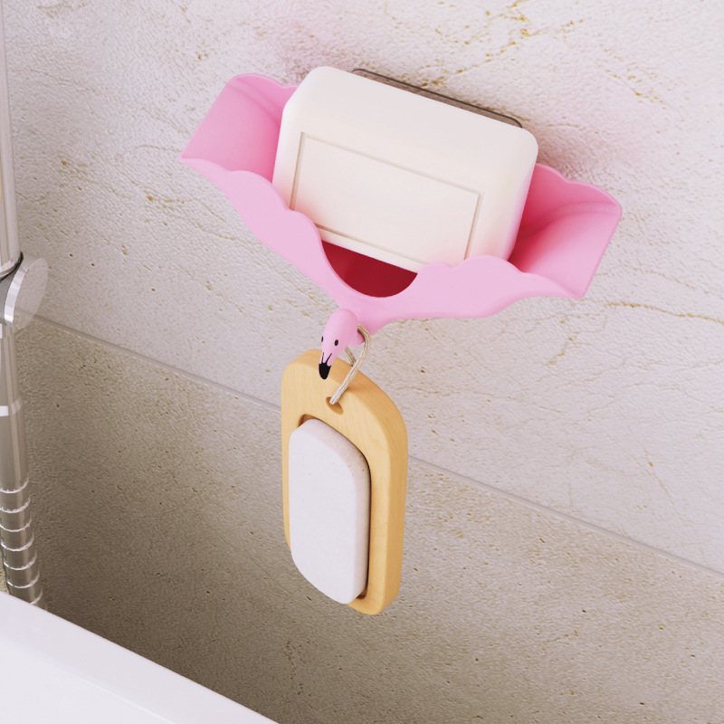 Internet Celebrity Soap Box New Strong Traceless Flamingo Soap Holder Bathroom Soap Box Wall-Mounted Soap Holder