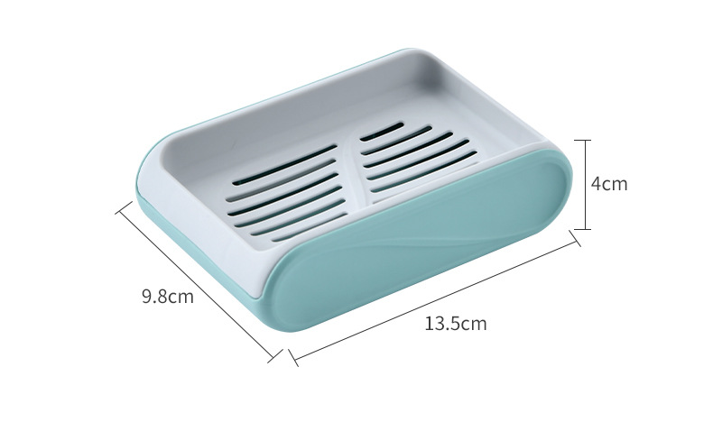 Blue Soap Dish Drain Household Portable Creative Soap Holder Plastic Laundry Double-Layer Double-Grid Soap Box Blue Soap Dish Drain Household Portable Creative Soap Holder Plastic Laundry Double-Layer Double-Grid Soap Box