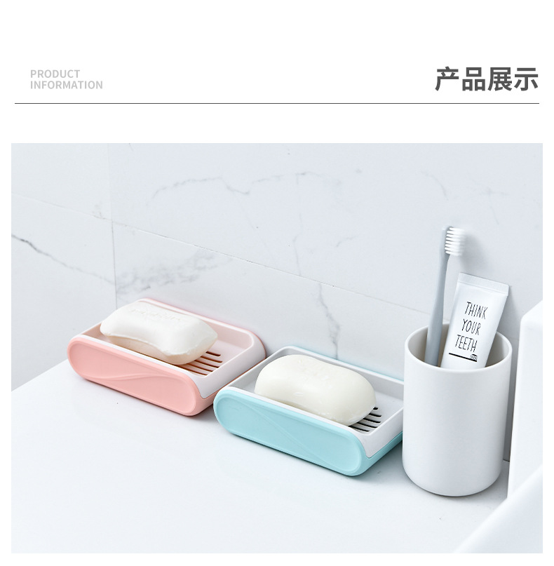 Blue Soap Dish Drain Household Portable Creative Soap Holder Plastic Laundry Double-Layer Double-Grid Soap Box Blue Soap Dish Drain Household Portable Creative Soap Holder Plastic Laundry Double-Layer Double-Grid Soap Box