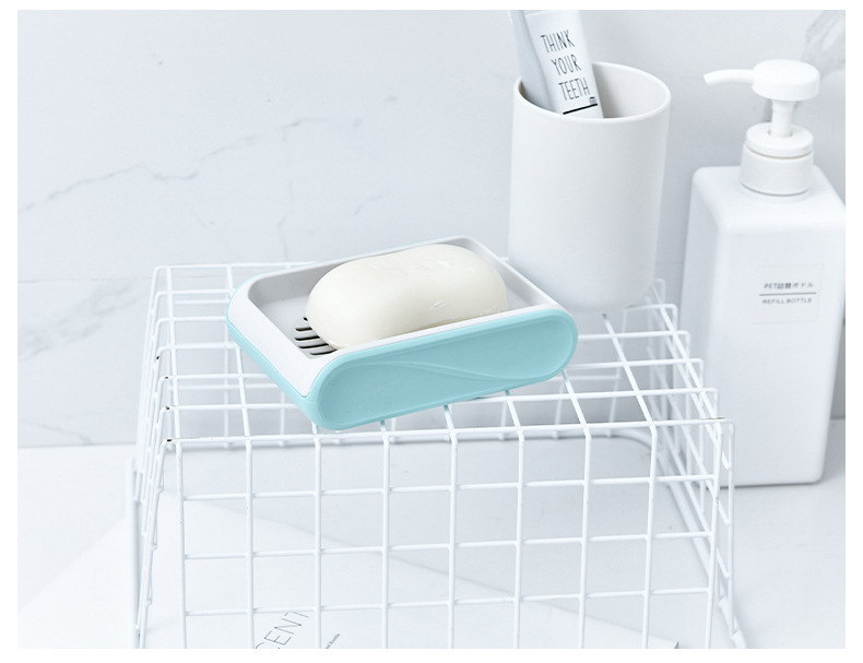 Blue Soap Dish Drain Household Portable Creative Soap Holder Plastic Laundry Double-Layer Double-Grid Soap Box Blue Soap Dish Drain Household Portable Creative Soap Holder Plastic Laundry Double-Layer Double-Grid Soap Box