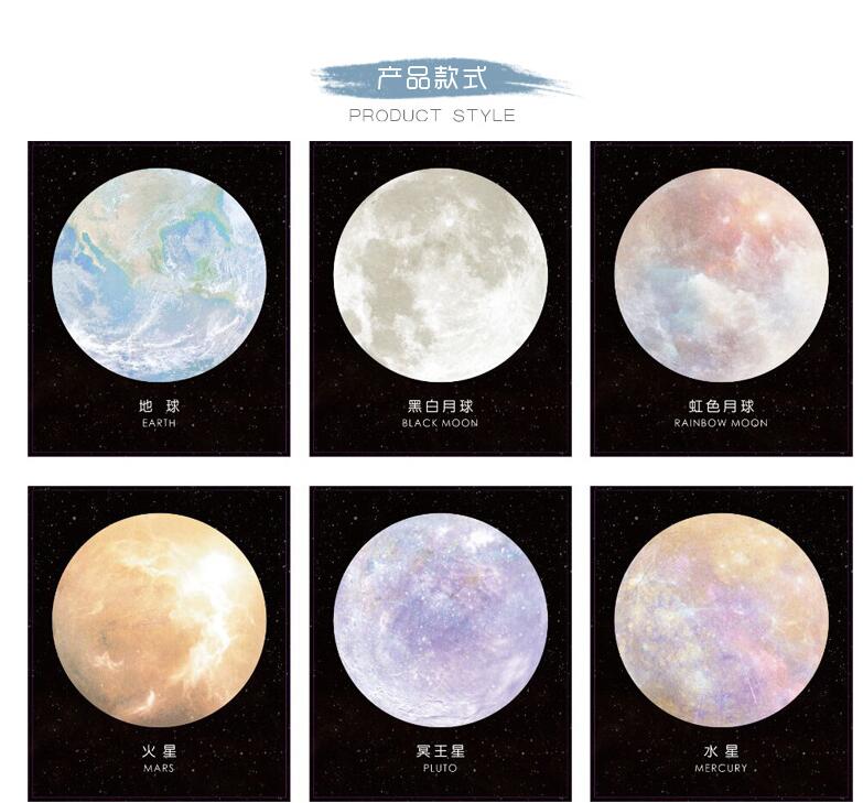 Japanese and Korean New Creative Planet Series Sticky Notes round Tear-off Note Small Notebook Office Memo Note Sticker Japanese and Korean New Creative Planet Series Sticky Notes round Tear-off Note Small Notebook Office Memo Note Sticker