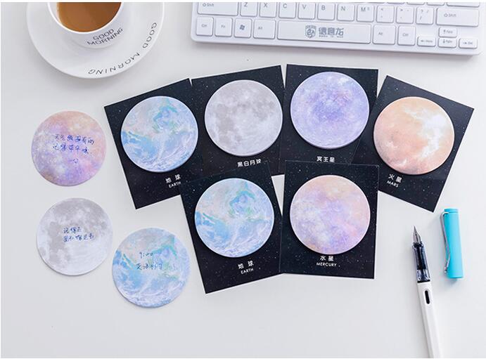 Japanese and Korean New Creative Planet Series Sticky Notes round Tear-off Note Small Notebook Office Memo Note Sticker Japanese and Korean New Creative Planet Series Sticky Notes round Tear-off Note Small Notebook Office Memo Note Sticker