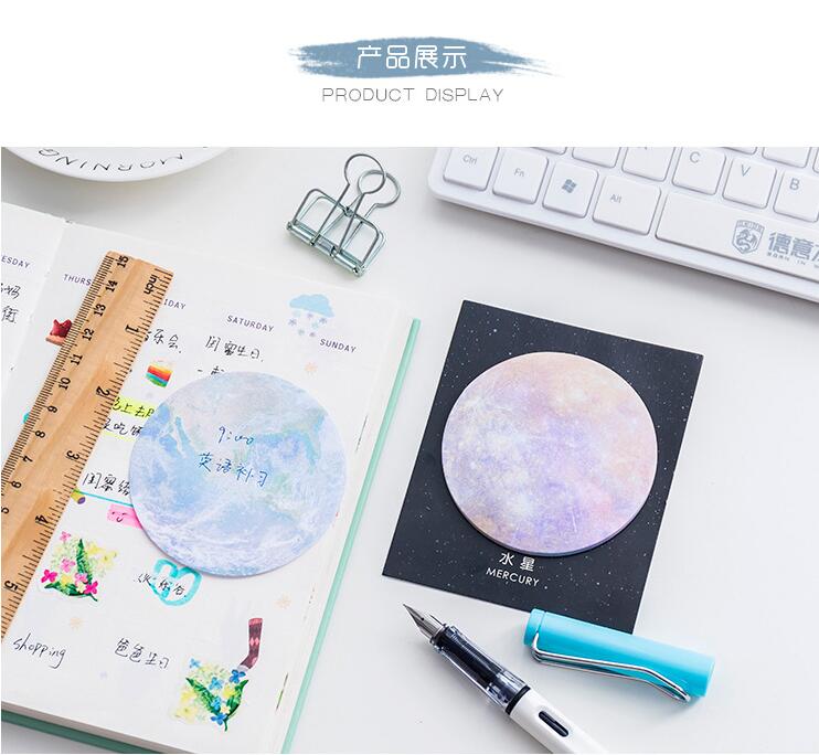 Japanese and Korean New Creative Planet Series Sticky Notes round Tear-off Note Small Notebook Office Memo Note Sticker Japanese and Korean New Creative Planet Series Sticky Notes round Tear-off Note Small Notebook Office Memo Note Sticker