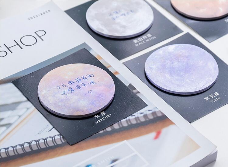 Japanese and Korean New Creative Planet Series Sticky Notes round Tear-off Note Small Notebook Office Memo Note Sticker Japanese and Korean New Creative Planet Series Sticky Notes round Tear-off Note Small Notebook Office Memo Note Sticker