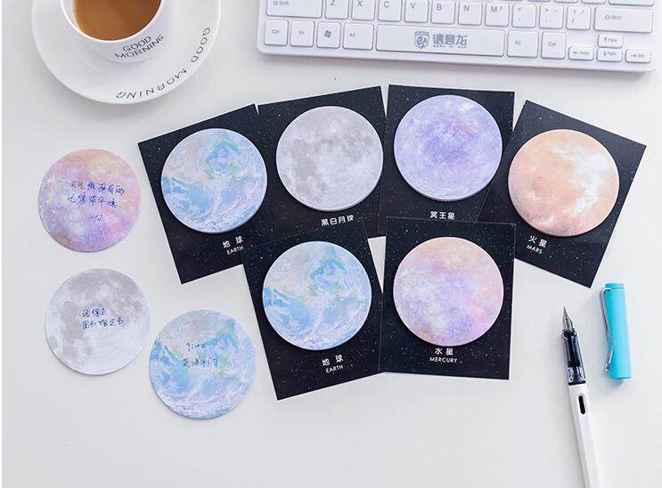 Japanese and Korean New Creative Planet Series Sticky Notes round Tear-off Note Small Notebook Office Memo Note Sticker Japanese and Korean New Creative Planet Series Sticky Notes round Tear-off Note Small Notebook Office Memo Note Sticker