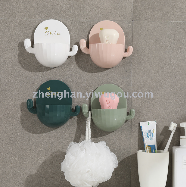 Cactus waterdrop soap box toilet bathroom perforation free cartoon soap shelf cute even hook soap box Cactus waterdrop soap box toilet bathroom perforation free cartoon soap shelf cute even hook soap box