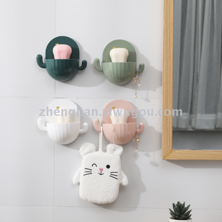 Cactus waterdrop soap box toilet bathroom perforation free cartoon soap shelf cute even hook soap box Cactus waterdrop soap box toilet bathroom perforation free cartoon soap shelf cute even hook soap box