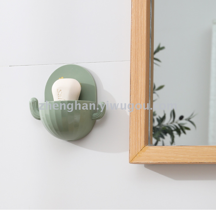 Cactus waterdrop soap box toilet bathroom perforation free cartoon soap shelf cute even hook soap box Cactus waterdrop soap box toilet bathroom perforation free cartoon soap shelf cute even hook soap box