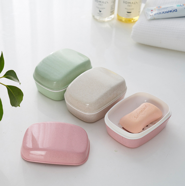 Blue Simple Small Straw Bathroom Soap Holder Punch-Free Personality Drain Box Bathroom Soap Box Wholesale