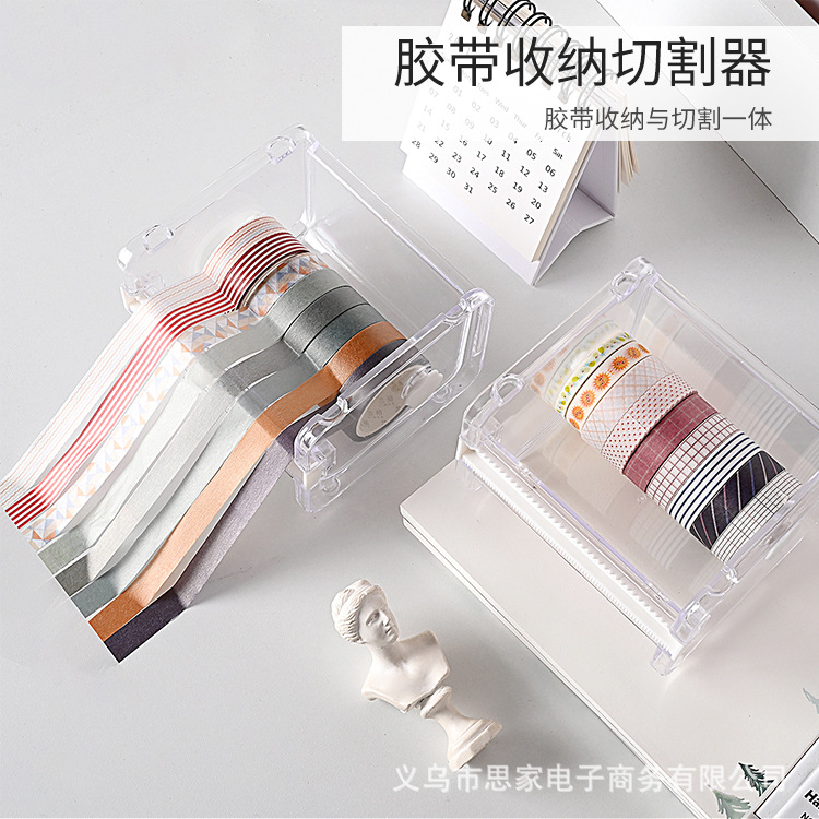 INS Japanese Style Muji Style Mini Multi-Purpose Tape Base Tape Cutter Office Stationery Adhesive Tape Storage Box