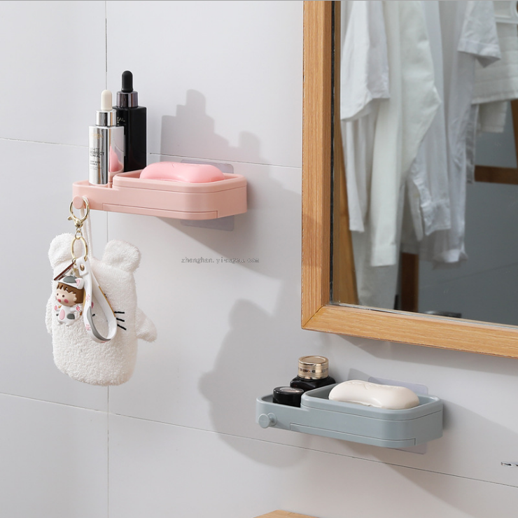 Simple geometric soap box non-punch toilet rack bathroom wall type soap box toilet rack for washing