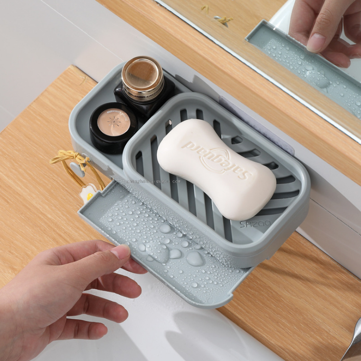Simple geometric soap box non-punch toilet rack bathroom wall type soap box toilet rack for washing