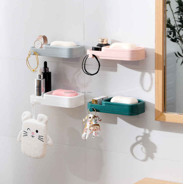 Simple geometric soap box non-punch toilet rack bathroom wall type soap box toilet rack for washing