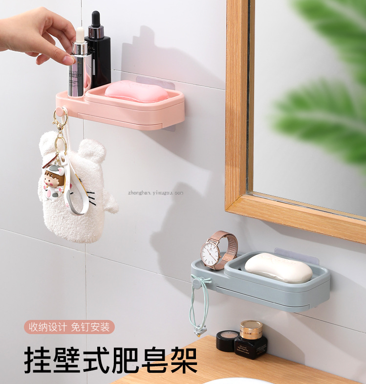 Simple geometric soap box non-punch toilet rack bathroom wall type soap box toilet rack for washing