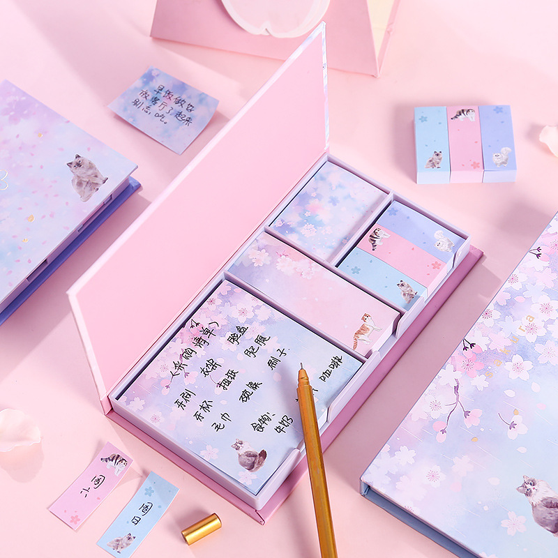 Yilan Korean Sticky Notes Boxed Gilding Tearable Note Ins Sticky Note Event-Recording Pocketbook Sticker Set