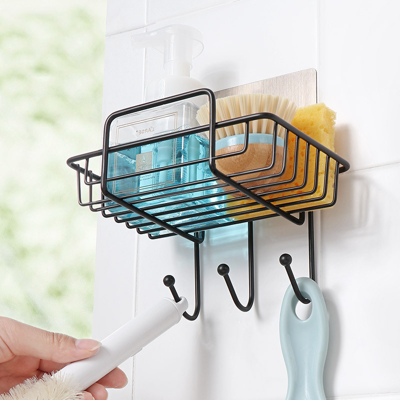 Iron Punch Free Soap Box Wall-Mounted Soap Rack Household Bathroom Bathroom Drain with Hook Soap Holder Soap Holder