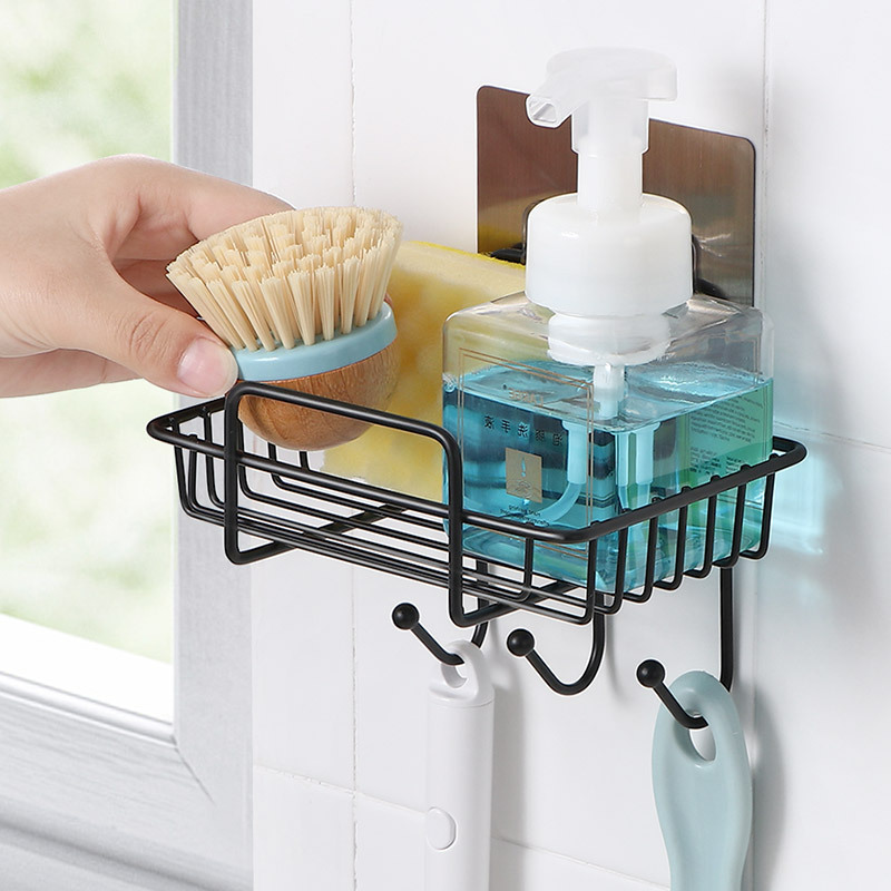 Iron Punch Free Soap Box Wall-Mounted Soap Rack Household Bathroom Bathroom Drain with Hook Soap Holder Soap Holder