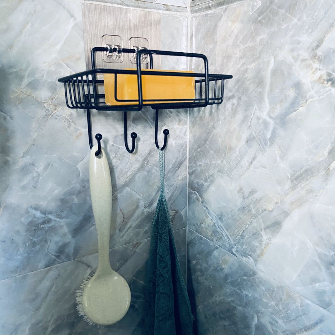 Iron Punch Free Soap Box Wall-Mounted Soap Rack Household Bathroom Bathroom Drain with Hook Soap Holder Soap Holder