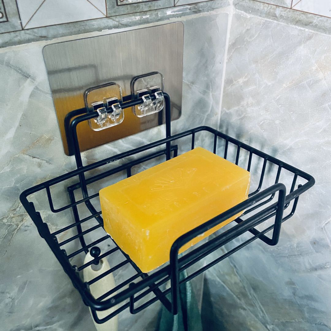 Iron Punch Free Soap Box Wall-Mounted Soap Rack Household Bathroom Bathroom Drain with Hook Soap Holder Soap Holder