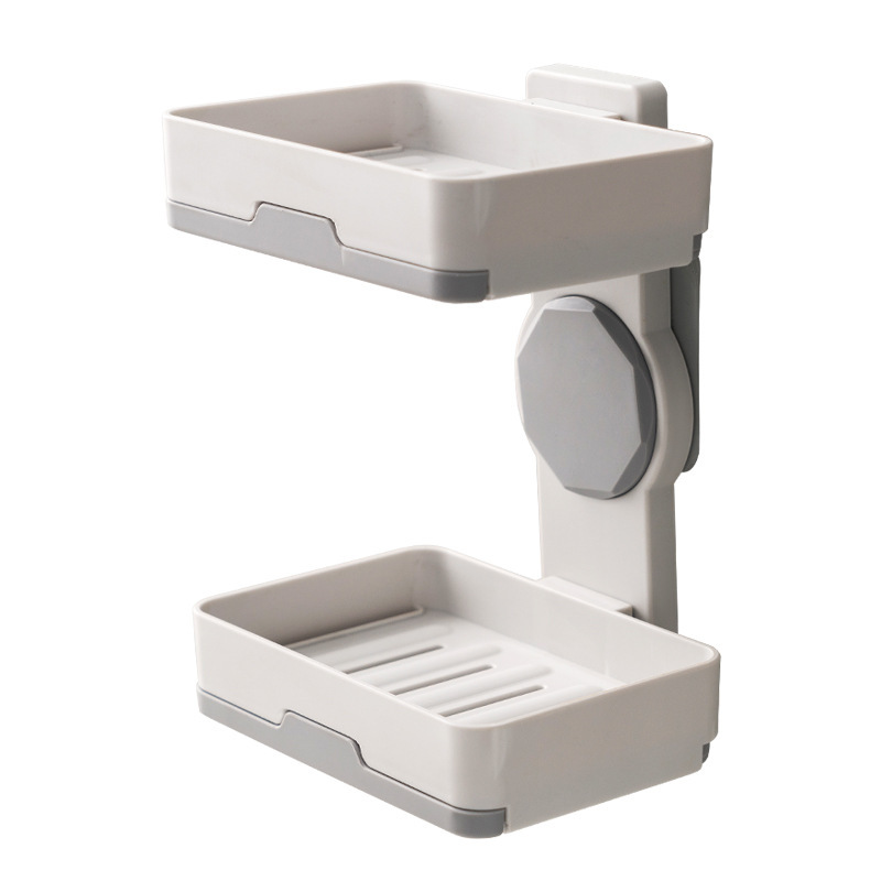 New Creative Rotational Soap Box Punch-Free Double Drawer Drain Soap Box Bathroom Two-Way Wall-Mounted Soap Holder