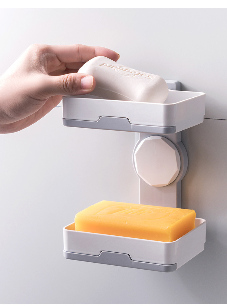 New Creative Rotational Soap Box Punch-Free Double Drawer Drain Soap Box Bathroom Two-Way Wall-Mounted Soap Holder New Creative Rotational Soap Box Punch-Free Double Drawer Drain Soap Box Bathroom Two-Way Wall-Mounted Soap Holder