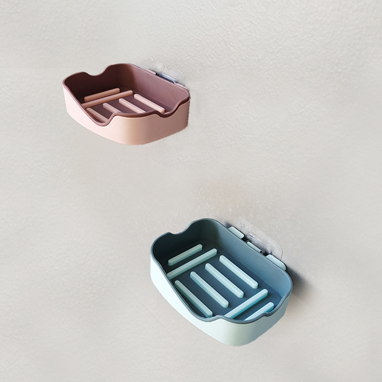 Non-perforating non-scratch stickup two-color soap box double bathroom shelf sucker soap box