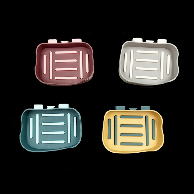 Non-perforating non-scratch stickup two-color soap box double bathroom shelf sucker soap box