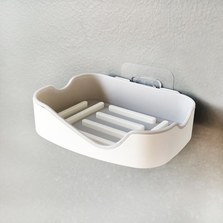 Non-perforating non-scratch stickup two-color soap box double bathroom shelf sucker soap box
