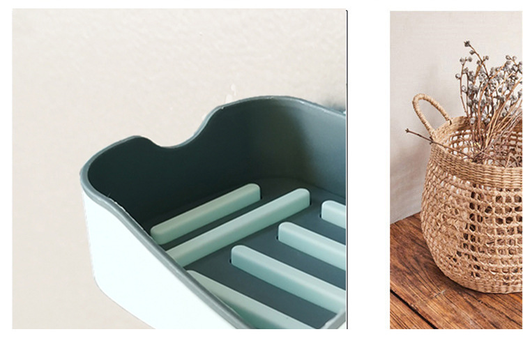 Non-perforating non-scratch stickup two-color soap box double bathroom shelf sucker soap box Non-perforating non-scratch stickup two-color soap box double bathroom shelf sucker soap box
