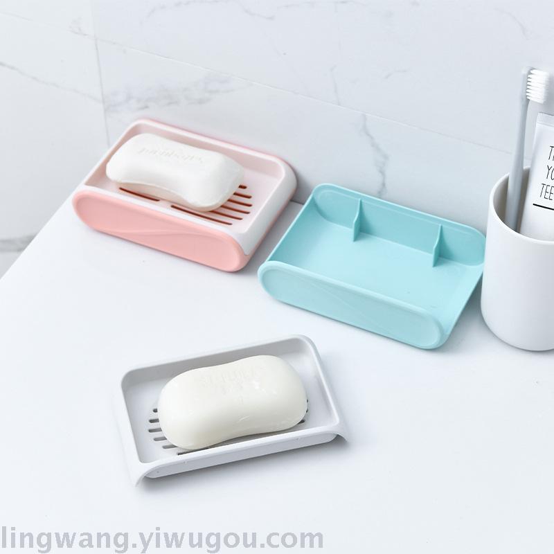 Soap Box Draining Household Portable Creative Soap Holder Plastic Laundry Double-Layer Double-Grid Soap Box