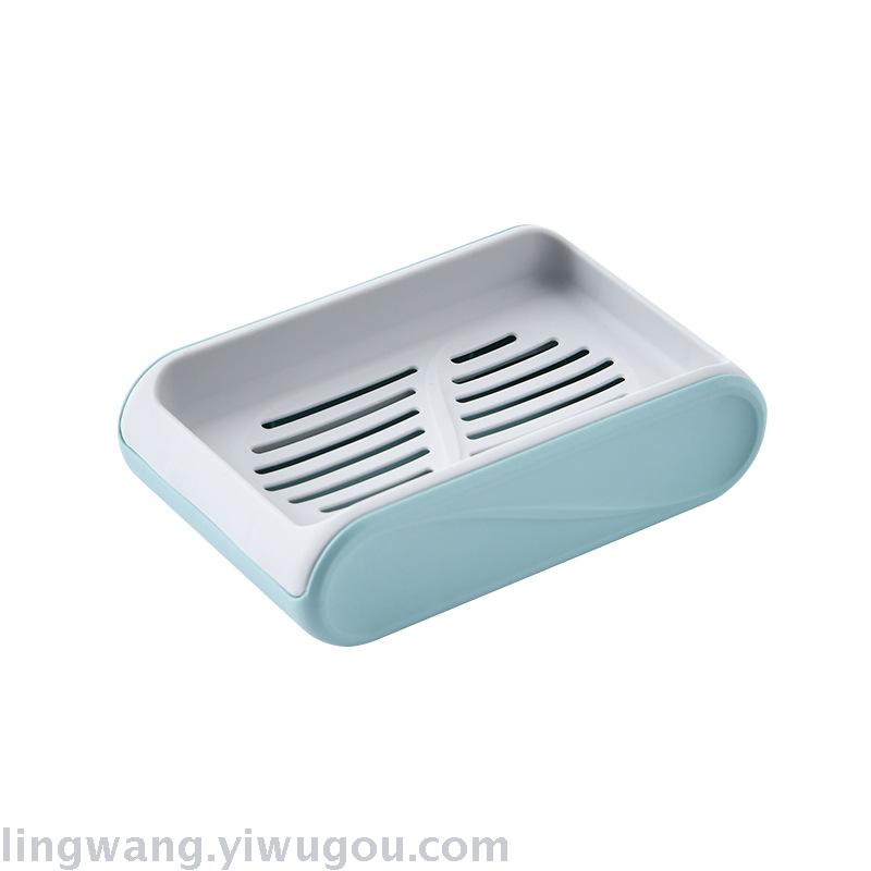 Soap Box Draining Household Portable Creative Soap Holder Plastic Laundry Double-Layer Double-Grid Soap Box