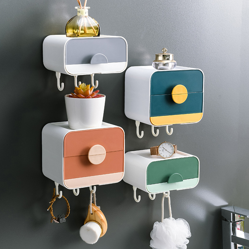 Seamless Adsorption Double-Layer Soap Box Draining Rack Wall-Mounted Bathroom Bathroom Soap Box Soap Box Soap Box Soap Box Jewelry Box