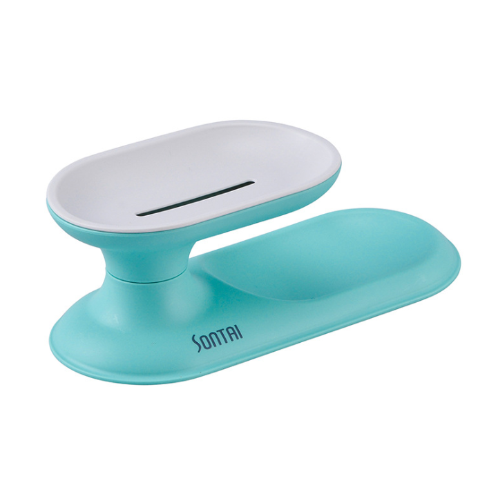 Blue Fashion Elegant Double-Layer Soap Box Simple and Convenient 360 ° Rotating Double-Layer Draining Home Bathroom Soap Dish Soap Box