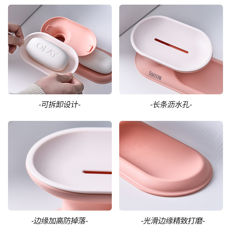 Blue Fashion Elegant Double-Layer Soap Box Simple and Convenient 360 ° Rotating Double-Layer Draining Home Bathroom Soap Dish Soap Box Blue Fashion Elegant Double-Layer Soap Box Simple and Convenient 360 ° Rotating Double-Layer Draining Home Bathroom Soap Dish Soap Box