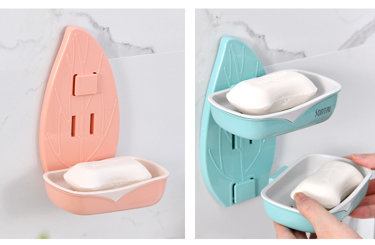 Creative no-punch, no-trace, Charge-Leaf SOAP Box Double Layer of Liquid SOAP Box with Green Lauryl Leaf Hollow out SOAP box for Washing Gargle Creative no-punch, no-trace, Charge-Leaf SOAP Box Double Layer of Liquid SOAP Box with Green Lauryl Leaf Hollow out SOAP box for Washing Gargle