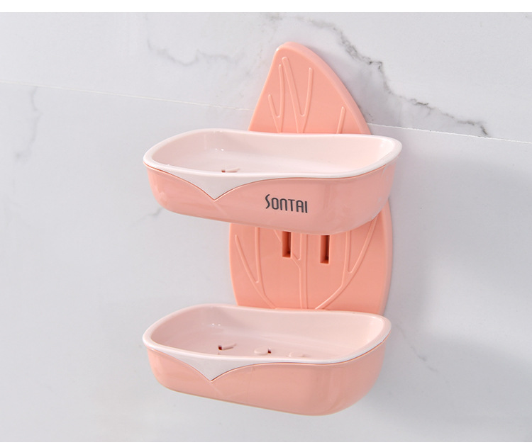 Creative no-punch, no-trace, Charge-Leaf SOAP Box Double Layer of Liquid SOAP Box with Green Lauryl Leaf Hollow out SOAP box for Washing Gargle Creative no-punch, no-trace, Charge-Leaf SOAP Box Double Layer of Liquid SOAP Box with Green Lauryl Leaf Hollow out SOAP box for Washing Gargle