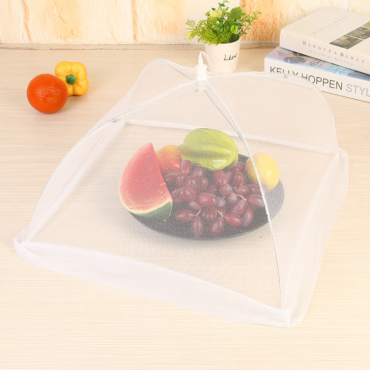Simple Solid Color Square Folding Removable and Washable Mesh Table Cover Dish Cover Anti Fly Food Cover Factory Direct Sales