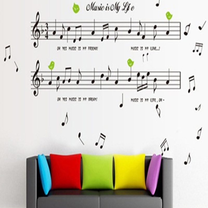 New Creative Fashion Combination Wall Sticker Living Room and Bedroom Wall Decorative Music Staff Musical Note Wallpaper Ay7106 New Creative Fashion Combination Wall Sticker Living Room and Bedroom Wall Decorative Music Staff Musical Note Wallpaper Ay7106