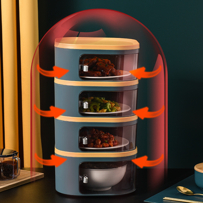 Food Insulated Vegetable Cover Multi-Layer Household Kitchen Winter Leftover Cover Food Cover Transparent Five-Layer Sliding Door Dish Cover