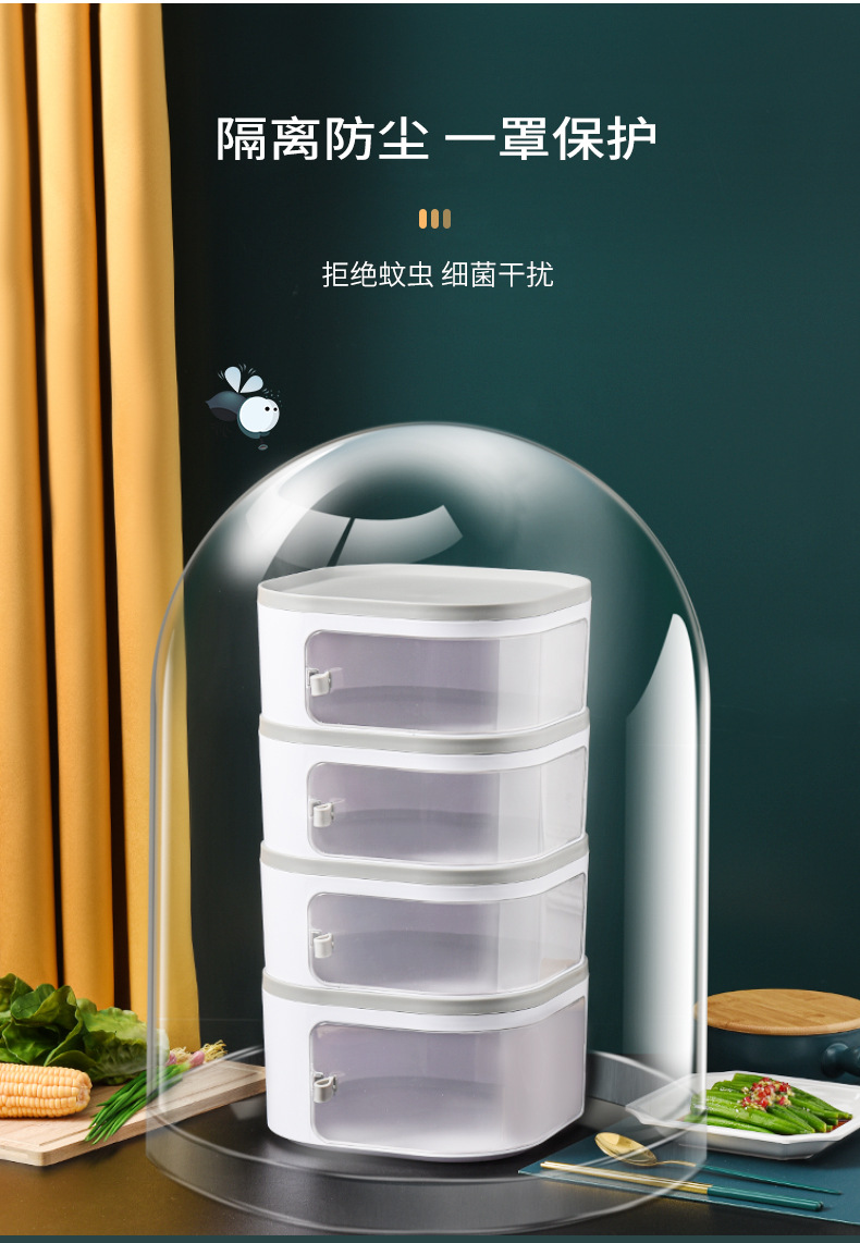 Food Insulated Vegetable Cover Multi-Layer Household Kitchen Winter Leftover Cover Food Cover Transparent Five-Layer Sliding Door Dish Cover