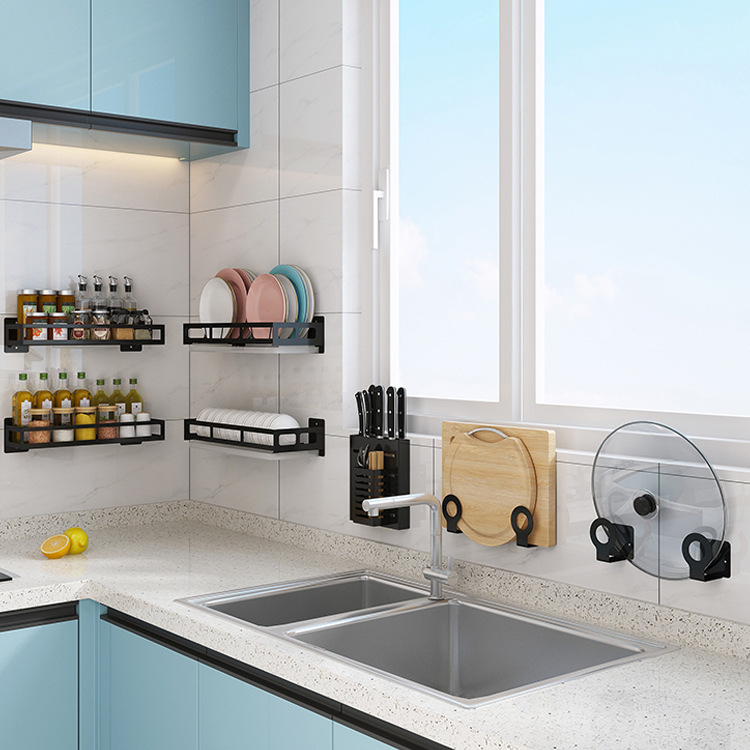 Punch-Free Kitchen Seasoning Rack Bowl Dish Draining Rack Supplies Seasoning Rack Seasoning Storage Rack Pot Cover Rack