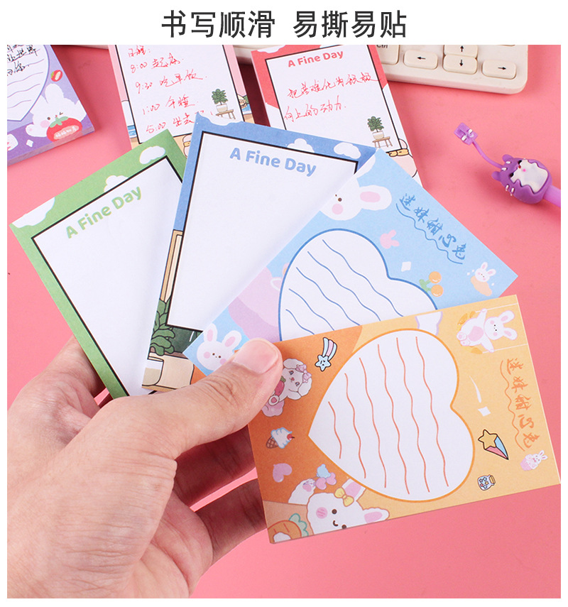 Japanese and Korean Ins Style Cute Sticky Note 50 Pieces Note Sticker Cute Cartoon Animal Fruit Pattern Thickened Message Book Japanese and Korean Ins Style Cute Sticky Note 50 Pieces Note Sticker Cute Cartoon Animal Fruit Pattern Thickened Message Book