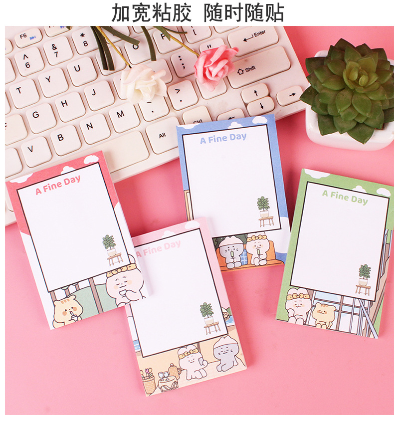 Japanese and Korean Ins Style Cute Sticky Note 50 Pieces Note Sticker Cute Cartoon Animal Fruit Pattern Thickened Message Book Japanese and Korean Ins Style Cute Sticky Note 50 Pieces Note Sticker Cute Cartoon Animal Fruit Pattern Thickened Message Book