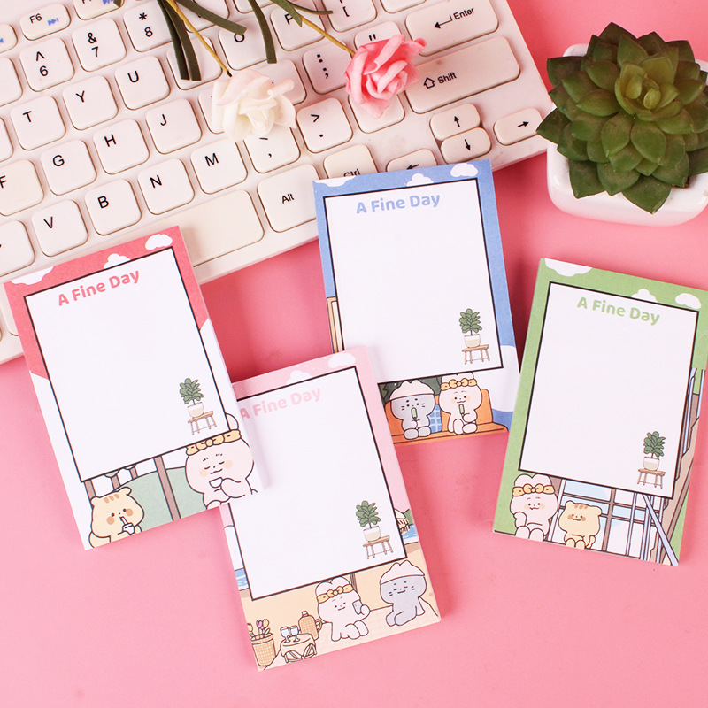 Japanese and Korean Ins Style Cute Sticky Note 50 Pieces Note Sticker Cute Cartoon Animal Fruit Pattern Thickened Message Book Japanese and Korean Ins Style Cute Sticky Note 50 Pieces Note Sticker Cute Cartoon Animal Fruit Pattern Thickened Message Book
