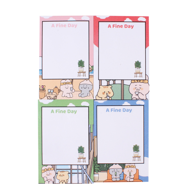 Japanese and Korean Ins Style Cute Sticky Note 50 Pieces Note Sticker Cute Cartoon Animal Fruit Pattern Thickened Message Book Japanese and Korean Ins Style Cute Sticky Note 50 Pieces Note Sticker Cute Cartoon Animal Fruit Pattern Thickened Message Book