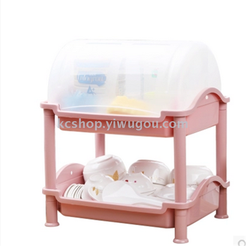 The kitchen cupboard with a large plastic cover two layer rack drainboard table dish rack