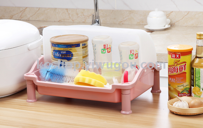 The kitchen cupboard with a large plastic cover two layer rack drainboard table dish rack