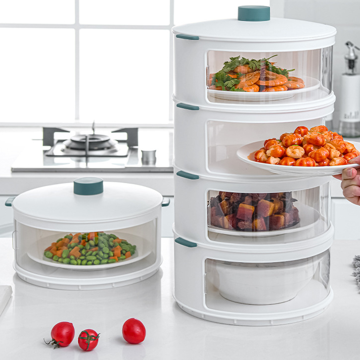 Food Insulation Cover Household Multi-Layer Sliding Door Dish Cover Dust Cover Anti Fly Cover Food Leftovers Gadgets